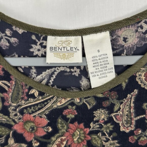 Bentley Women’s Dresses S Vintage Paisley Sleeveless Long Dress Black Corduroy - Picture 4 of 6